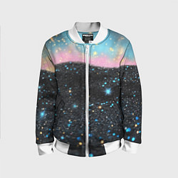 Бомбер детский Блестящая текстура на черном, цвет: 3D-белый