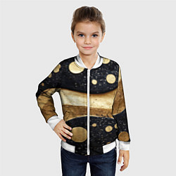 Бомбер детский Золотая объемная абстракция - текстура, цвет: 3D-белый — фото 2