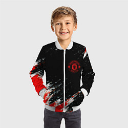 Бомбер детский Манчестер краски штрихи, цвет: 3D-белый — фото 2