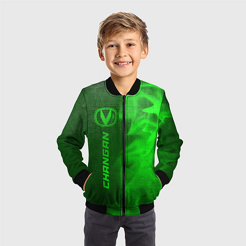 Детский бомбер Changan - green gradient по-вертикали / 3D-Черный – фото 3