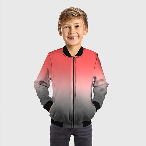 Детский бомбер Бледный красно-серый градиент / 3D-Черный – фото 3