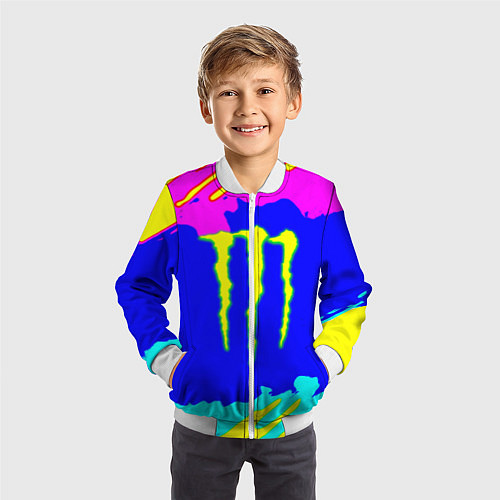 Детский бомбер Monster energy краски цветные / 3D-Белый – фото 3