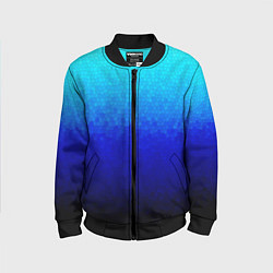 Бомбер детский Градиент мозаика из голубого в чёрный, цвет: 3D-черный