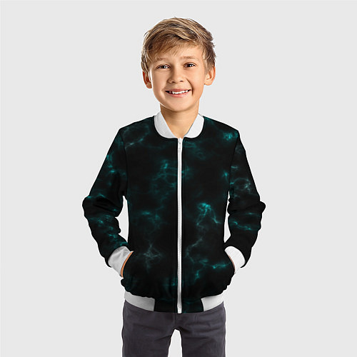 Детский бомбер Color black turquoise / 3D-Белый – фото 3