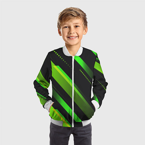 Детский бомбер Color black green / 3D-Белый – фото 3