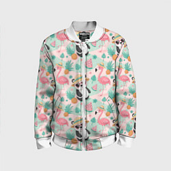 Детский бомбер Панда фламинго лето ананас