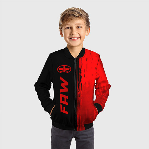 Детский бомбер FAW - red gradient по-вертикали / 3D-Черный – фото 3