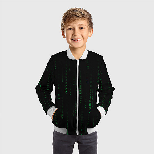 Детский бомбер Color black green / 3D-Белый – фото 3