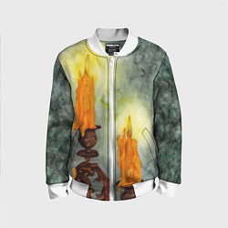 Бомбер детский Две горящие свечи в темноте, цвет: 3D-белый