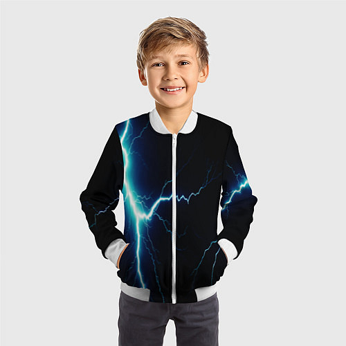 Детский бомбер Lightning light blue / 3D-Белый – фото 3