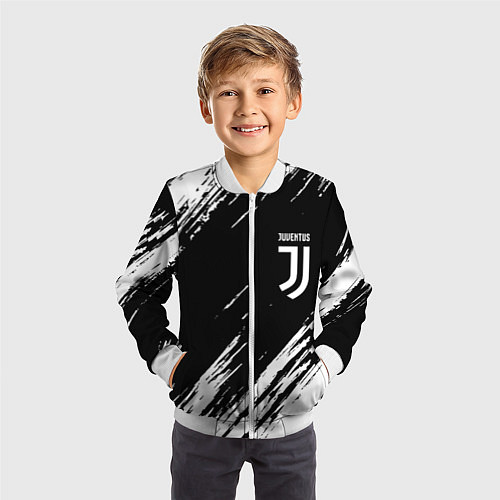 Детский бомбер Juventus штрихи красок / 3D-Белый – фото 3