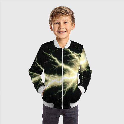 Детский бомбер Lightning yellow / 3D-Белый – фото 3