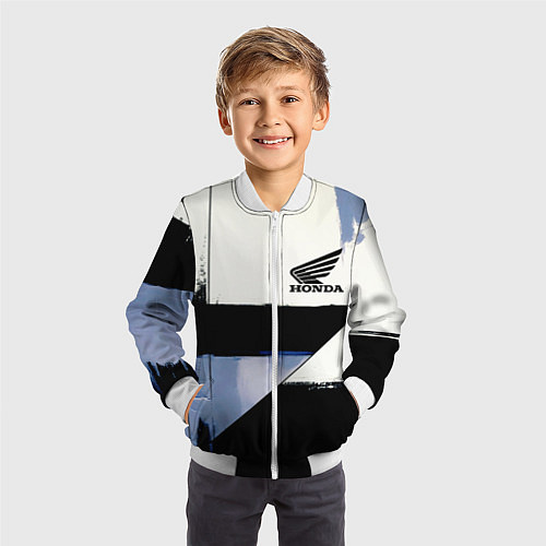 Детский бомбер Honda логотип / 3D-Белый – фото 3