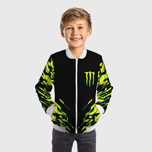 Детский бомбер Monster energy кислотная геометрия / 3D-Белый – фото 3
