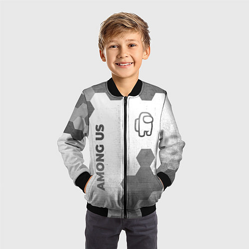 Детский бомбер Among Us - white gradient вертикально / 3D-Черный – фото 3