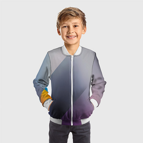 Детский бомбер Color grey with stripes / 3D-Белый – фото 3