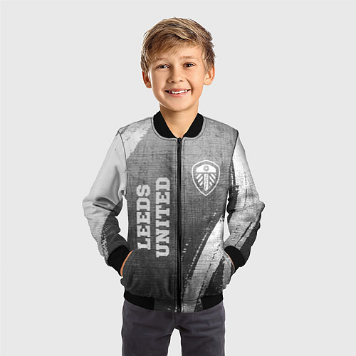 Детский бомбер Leeds United - grey gradient вертикально / 3D-Черный – фото 3