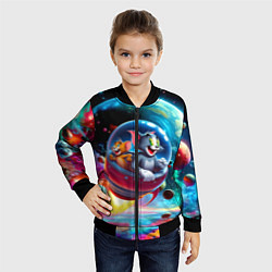 Бомбер детский Том и Джерри летят в ракете - нейроарт, цвет: 3D-черный — фото 2