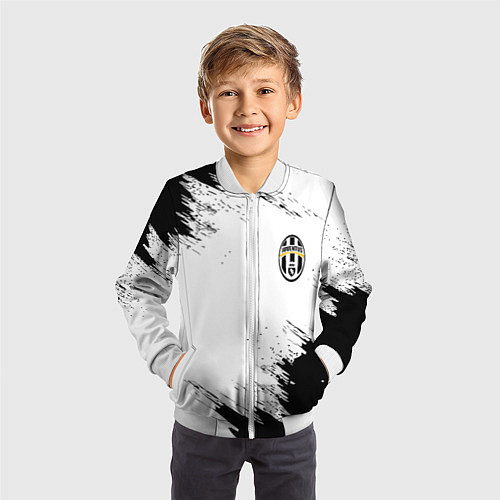 Детский бомбер Juventus штрихи красок / 3D-Белый – фото 3