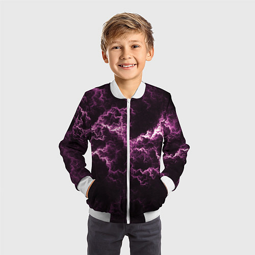 Детский бомбер Lightning pink glow / 3D-Белый – фото 3