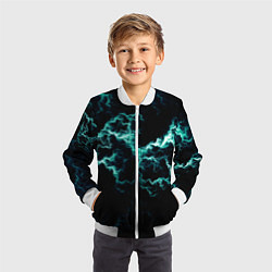 Бомбер детский Lightning light blue glow, цвет: 3D-белый — фото 2