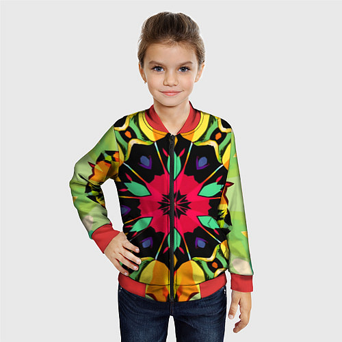 Детский бомбер Салатовый калейдоскоп / 3D-Красный – фото 4