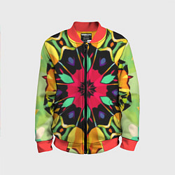 Бомбер детский Салатовый калейдоскоп, цвет: 3D-красный