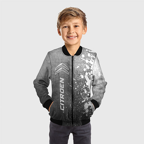 Детский бомбер Citroen - grey gradient по-вертикали / 3D-Черный – фото 3