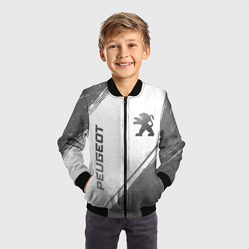 Детский бомбер Peugeot - white gradient вертикально / 3D-Черный – фото 3