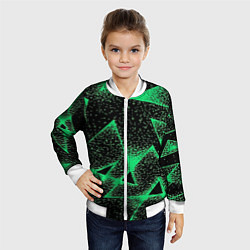 Бомбер детский A light green triangle with dots, цвет: 3D-белый — фото 2
