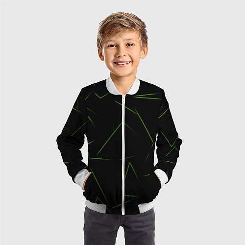 Детский бомбер Color green line / 3D-Белый – фото 3