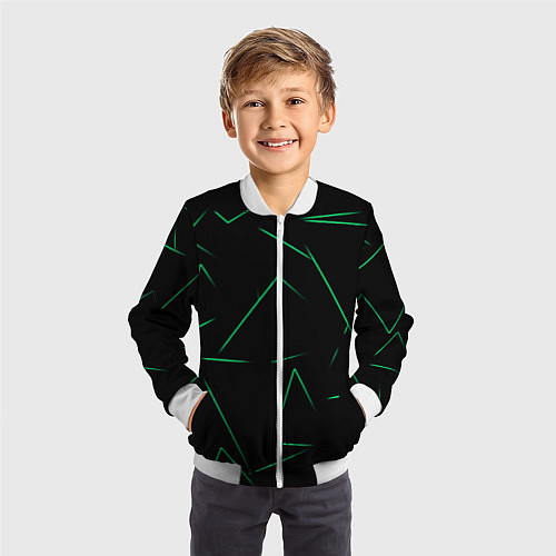 Детский бомбер Color light green line / 3D-Белый – фото 3
