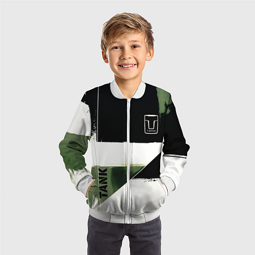 Детский бомбер Tank логотип машины / 3D-Белый – фото 3