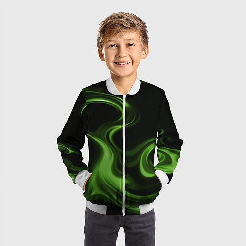 Детский бомбер Green black / 3D-Белый – фото 3