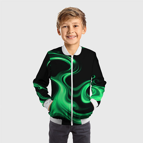 Детский бомбер Color green smoke / 3D-Белый – фото 3