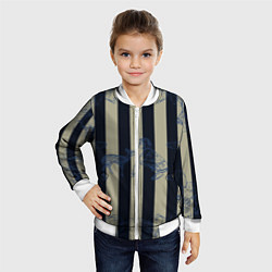 Бомбер детский Чёрные полосы, цвет: 3D-белый — фото 2