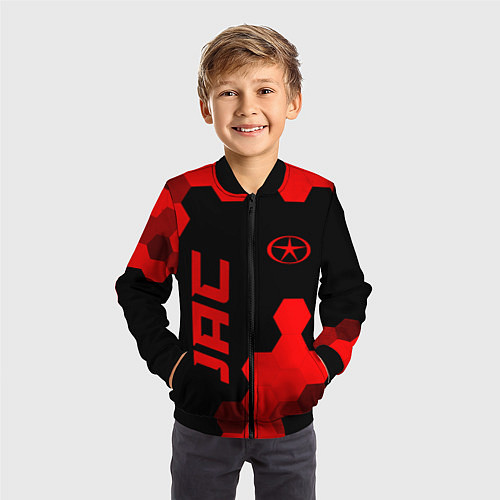 Детский бомбер JAC - red gradient вертикально / 3D-Черный – фото 3