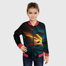Бомбер детский Космический неоновый разлом, цвет: 3D-красный — фото 2