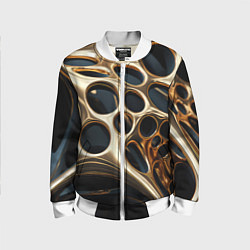 Бомбер детский Черно-золотая абстракция, цвет: 3D-белый