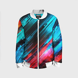 Бомбер детский Синяя и красная краска на черном, цвет: 3D-белый