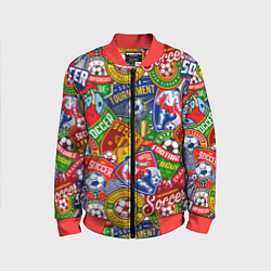 Бомбер детский Футбольные лиги паттерн, цвет: 3D-красный