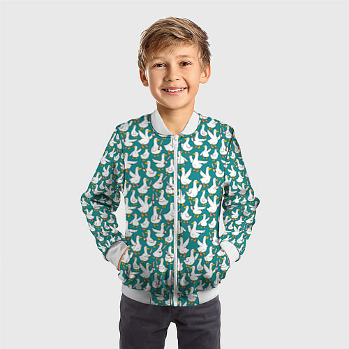Детский бомбер Злой гусь узор / 3D-Белый – фото 3