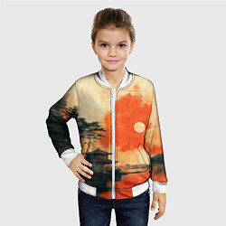 Бомбер детский Рыбацкий дом на закате, цвет: 3D-белый — фото 2