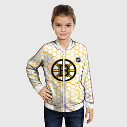 Бомбер детский Бостон Брюинз - белые соты, цвет: 3D-белый — фото 2