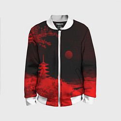Бомбер детский Башня в красной сепии, цвет: 3D-белый
