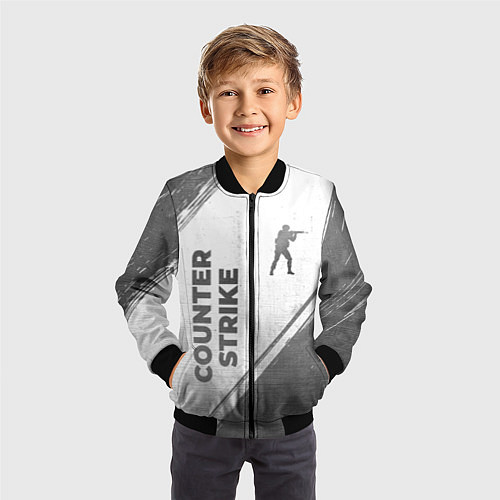 Детский бомбер Counter Strike - white gradient вертикально / 3D-Черный – фото 3