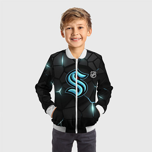 Детский бомбер Сиэтл Кракен - НХЛ хоккей / 3D-Белый – фото 3