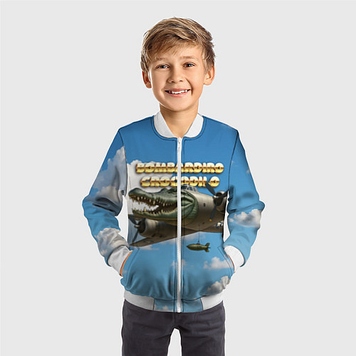 Детский бомбер Bombardino Crocodillo мем / 3D-Белый – фото 3
