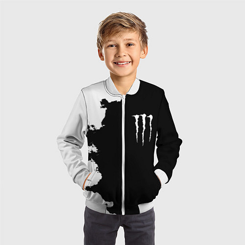 Детский бомбер Monster energy краски белые / 3D-Белый – фото 3