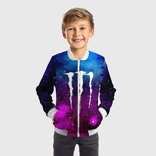Детский бомбер Monster energy neon space / 3D-Белый – фото 3